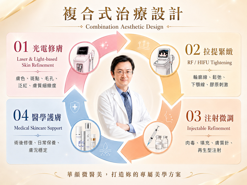 華顏「四季循環」 不是固定套餐，而是一整年的動態管理 華顏醫美、醫美權威劉紹毅院長_將微醫美年度規劃想像成四季。